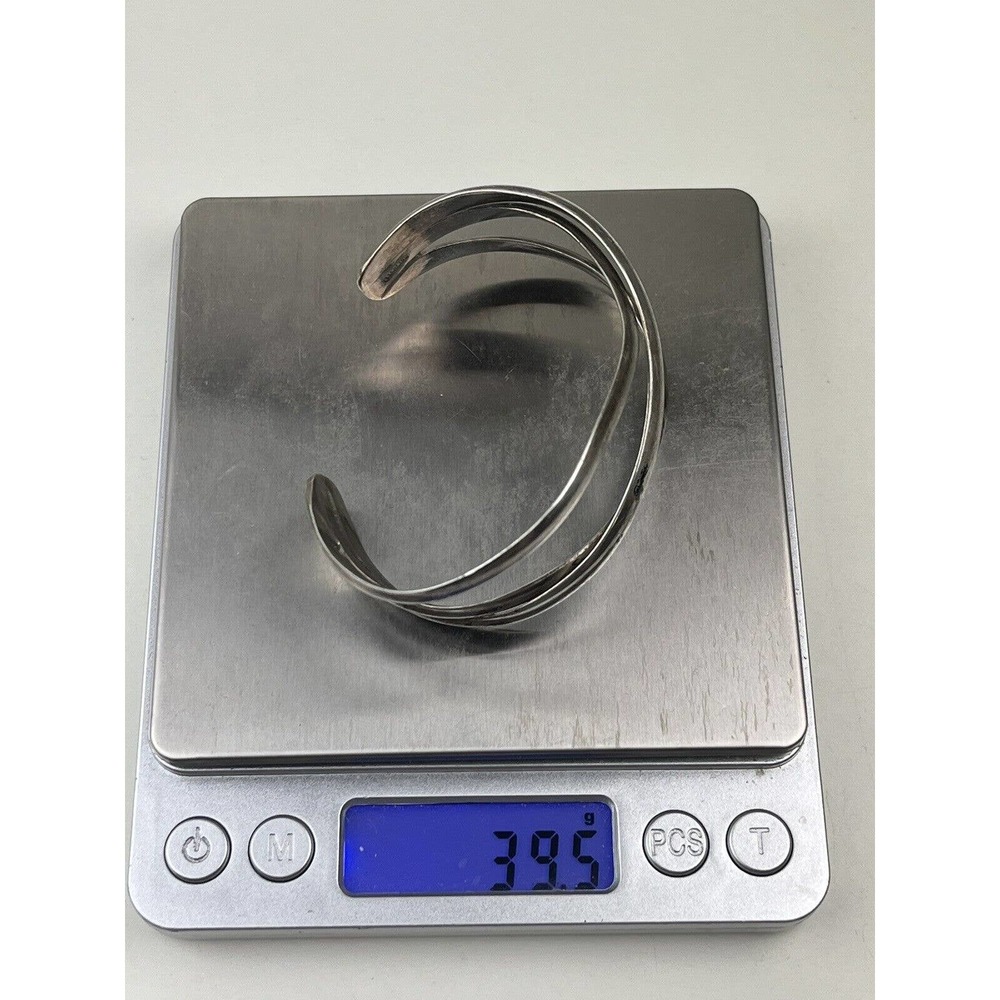 Vintage Sterling Silver Waves Cuff Modern Bracelet 39g - Picture 9 of 10